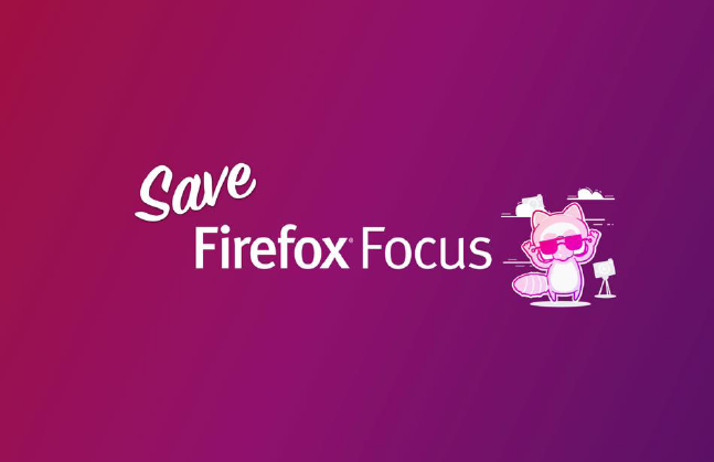 Save Firefox Focus with an illustration of a raccoon with sunglasses on.