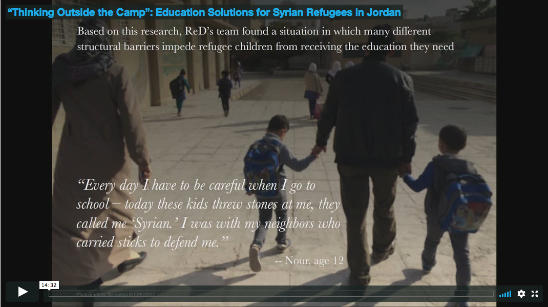 “Thinking Outside the Camp”: Education Solutions for Syrian Refugees in Jordan