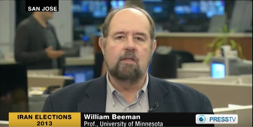 William Beeman being interviewed on PressTV on the Iranian elections