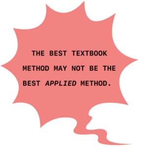 The best textbook method may not be the best-applied method. 