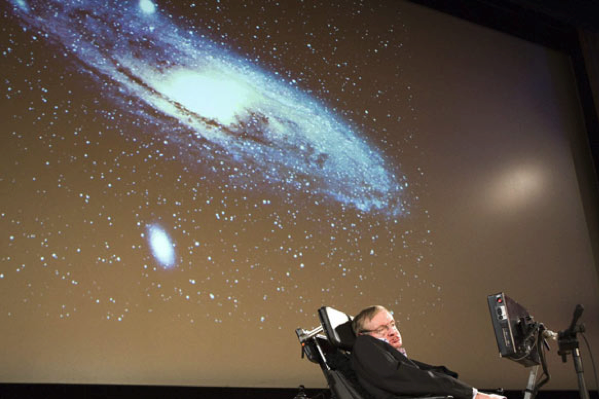 Stephen Hawking delivering a lecture