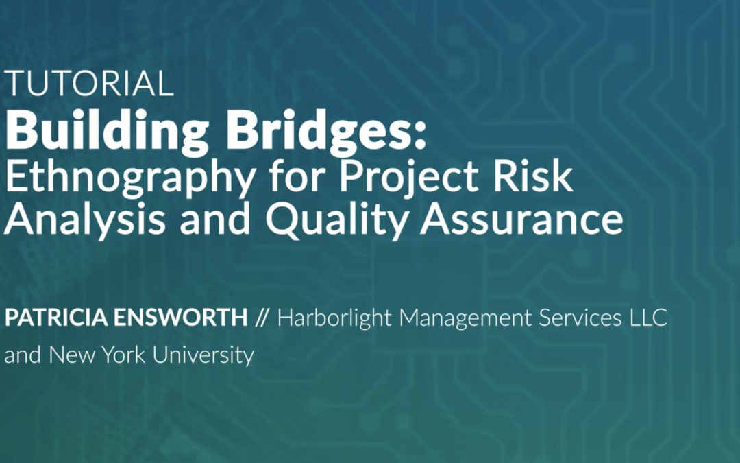 Tutorial: Ethnography for Project Risk Analysis and Quality Assurance