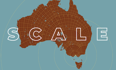 Image of Australia with the word "scale" superimposed